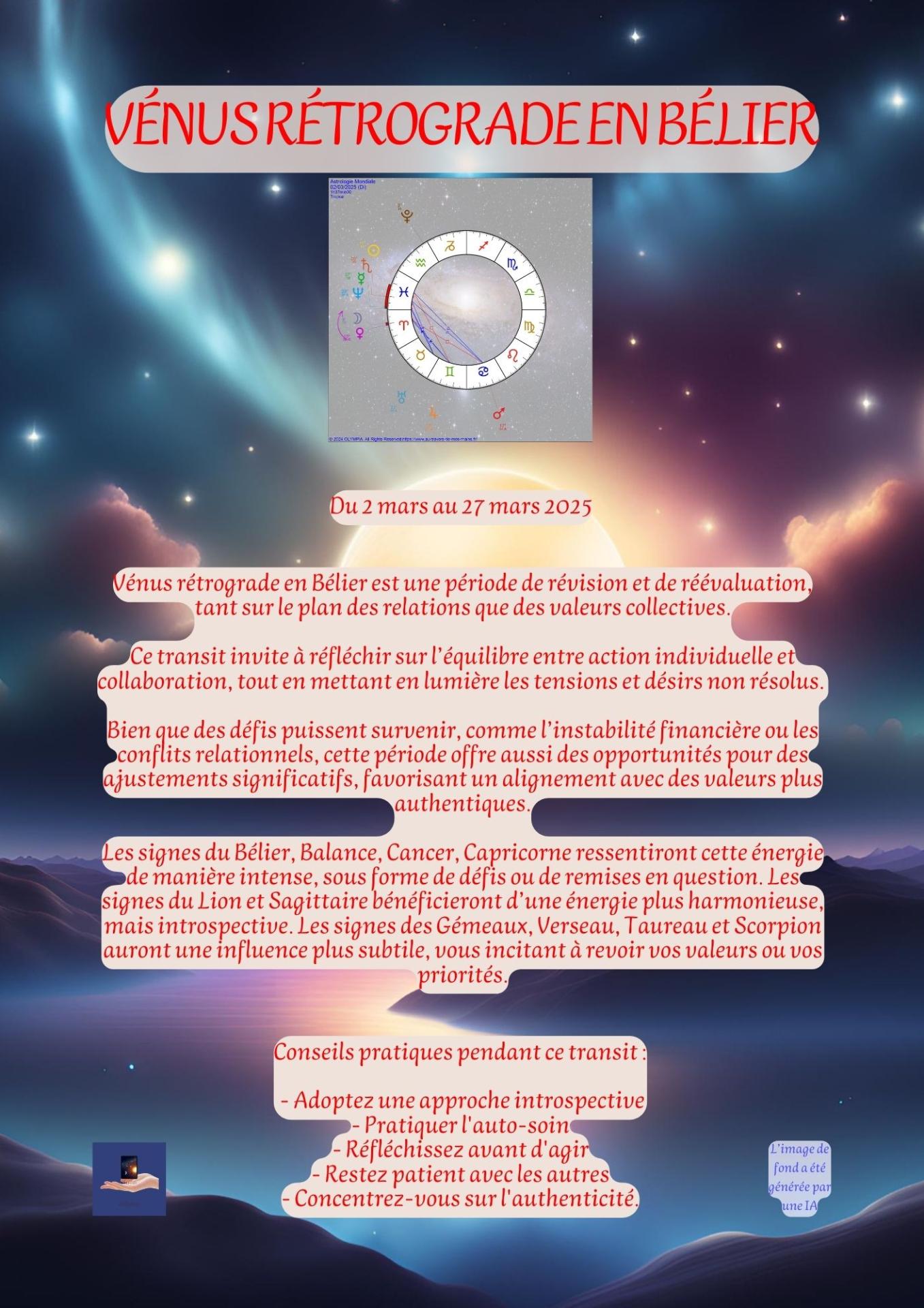 Venus rétrograde en belier